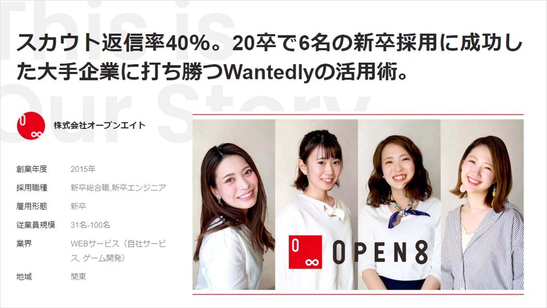 Wantedlyの採用管理を使った成功事例｜株式会社オープンエイト